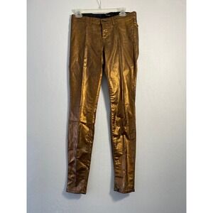 NEW J Brand Super Skinny Mid-Rise Metallic Bronze Pants Size 29